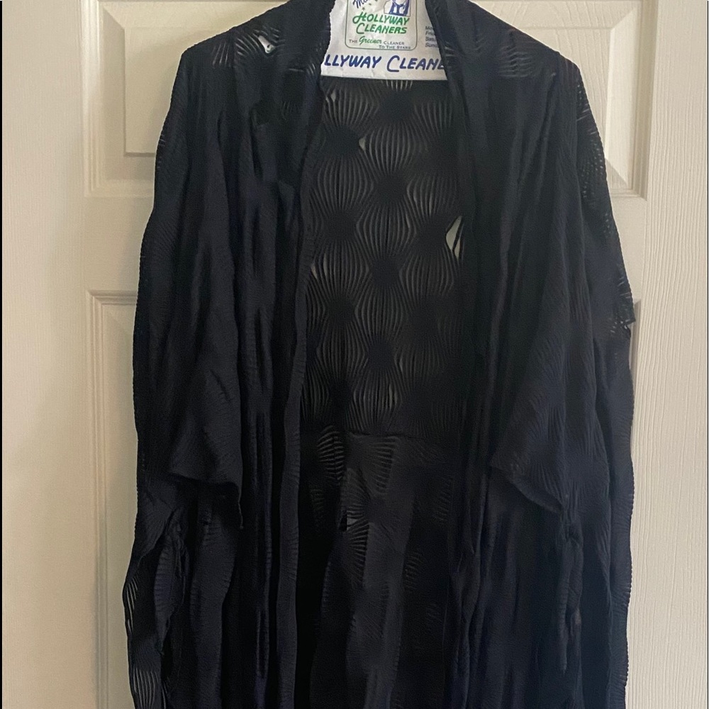 Black wrap jacket funky style down to knee length